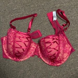 Pink lace bra